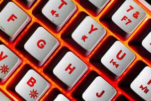Bright yellow red color keyboard keys in Macro photo