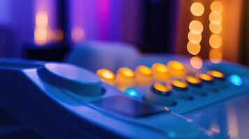 A close up of a machine with many lights photo
