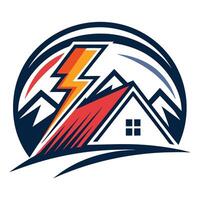 an electric lightning bolt with a house in the background vector