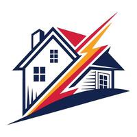 a lightning bolt and house with lightning bolt on it vector