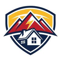 a house with a mountain in the background vector
