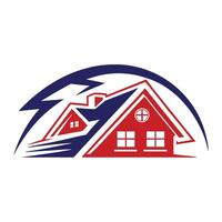 an image of a house with lightning bolt on it vector