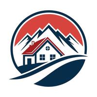 a house with mountains in the background vector