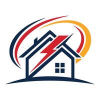 a house with lightning bolt on it vector