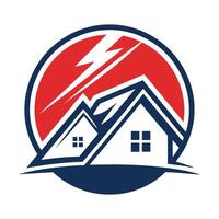 a house with lightning bolt on top of it vector