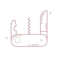 Folding Swiss Army Knife Illustration Icon Design with Editable Stroke vector
