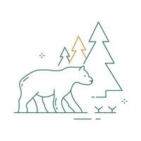 Polar Bear in Forest Habitat Icon Design vector