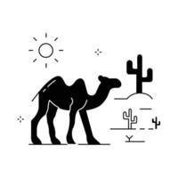 Desert Camel Icon Illustration Design with Editable Stroke vector
