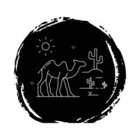 Camel Walking in Desert Icon Design vector
