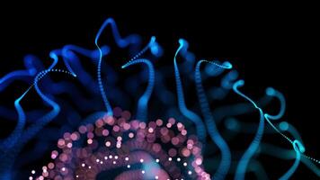 Illuminated Blue Trails and Soft Pink Spheres in Abstract Motion video