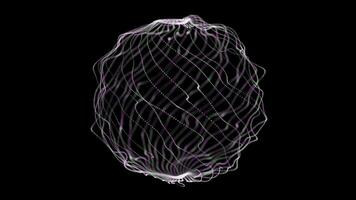 Vibrant Digital Sphere with Green and Purple Flowing Patterns and Points video