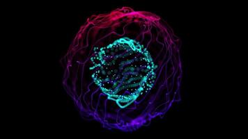 Vibrant Pink and Purple Sphere with a Bright Cyan Core and Dynamic Lines video