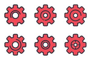 Clean Settings Icons in Outline Silhouette Design vector