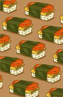 delicious sushi and seaweed, illustration, flat style, icon set background pattern. Textile fabric color vector
