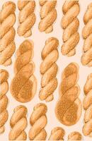 Twisted donuts with sugar pattern. Brown color vector