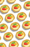 Delicious fruit pies lined up issolated on white.Food of fruit pie with strawberry topping on white background for wrapping paper vector