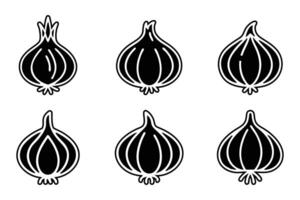 Flat Onion Icon Bundle in Silhouette Illustration vector