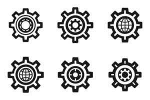 Settings Icon Bundle in Minimal Outline Silhouette vector