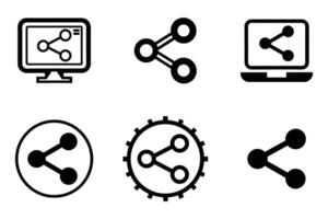 Share Icon Set in Outline Silhouette Style vector