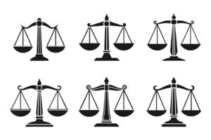 Flat style balance scale outline icon collection vector