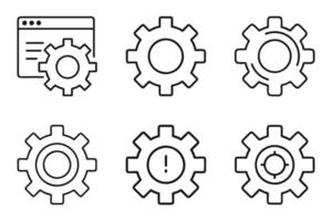 Stylish Settings Silhouette Icons in Flat Outline Style vector