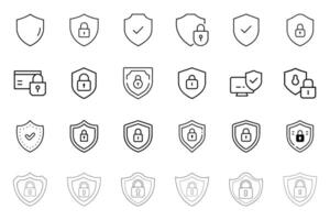 Security Icon Pack with Outline and Silhouette Style vector