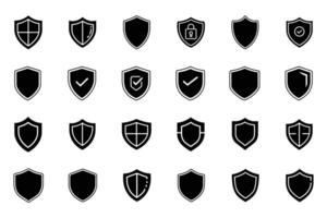 Outline Design for Shield Silhouette Icon Set vector