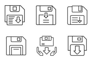 Minimal save outline icon collection vector