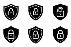 Outline Silhouette Icons of Security for Flat Design vector