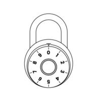 Padlock Combination Outline Icon Illustration on White Background vector