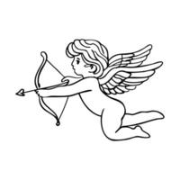 A young boy is depicted as an angel with a bow and arrow, flying through the air. Concept of grace and elegance, as well as a sense of adventure and excitement vector