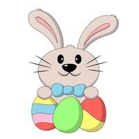 Cute Rabbit with Easter egg in color vector