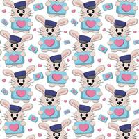 Seamless pattern with Cute Rabbit with love envelope vector