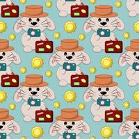 Seamless pattern with Cute tourist Rabbit vector