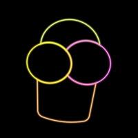 Waffle ice cream in neon effect vector