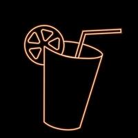 Cocktail with lemon in neon effect vector