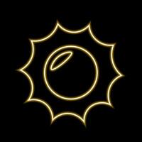 Sun in neon effect in yellow color vector