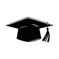 A black graduation cap with a tassel on it vector