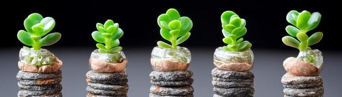 Growing succulent plants on stacked stones, symbolizing growth and harmony photo