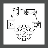 A circular arrangement of icons representing different media types vector
