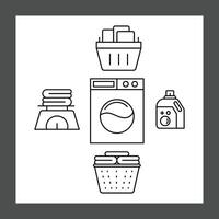 A central washing machine with a circular door, surrounded by four items vector