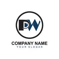 PW initial signature logo design vector