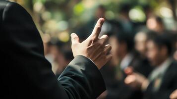 Public Speaker Hand Gesture Promise Commitment Political Rally Conference Speech Pre photo