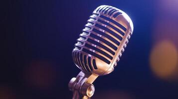 Retro Microphone Vintage Mic Podcast Recording Equipment Studio Broadcast Music Produc photo