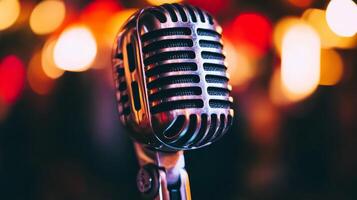 Vintage Microphone Retro Studio Mic Podcast Equipment Broadcasting Recording Music Pr photo