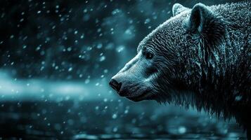Majestic Polar Bear in Snowy Mountains Winter Wildlife Cinematic Close up photo