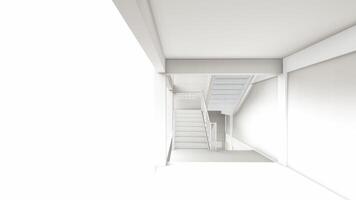 Minimalist Stairwell A stark and minimalist perspective of a concrete staircase leading upwards, creating a sense of linear simplicity and a feeling of ascension. photo
