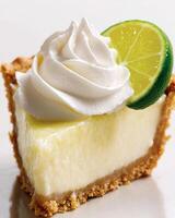 Key lime pie with whipped cream. photo