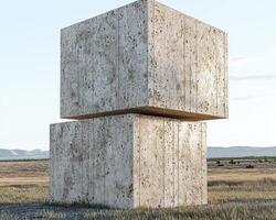 Abstract concrete structure in a field photo