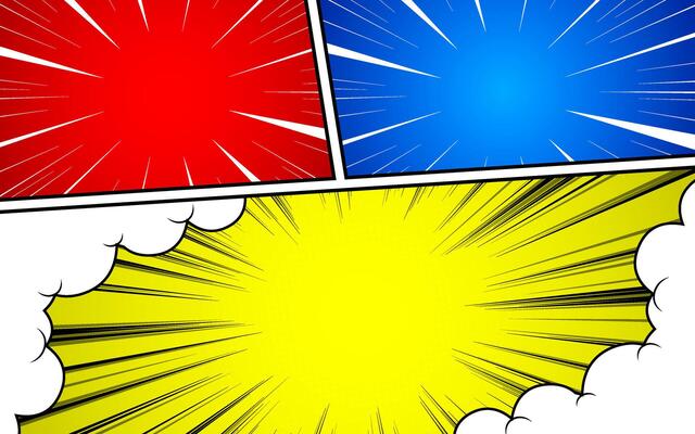 comics set on colorful background. Retro style comic banner template, cartoon background.